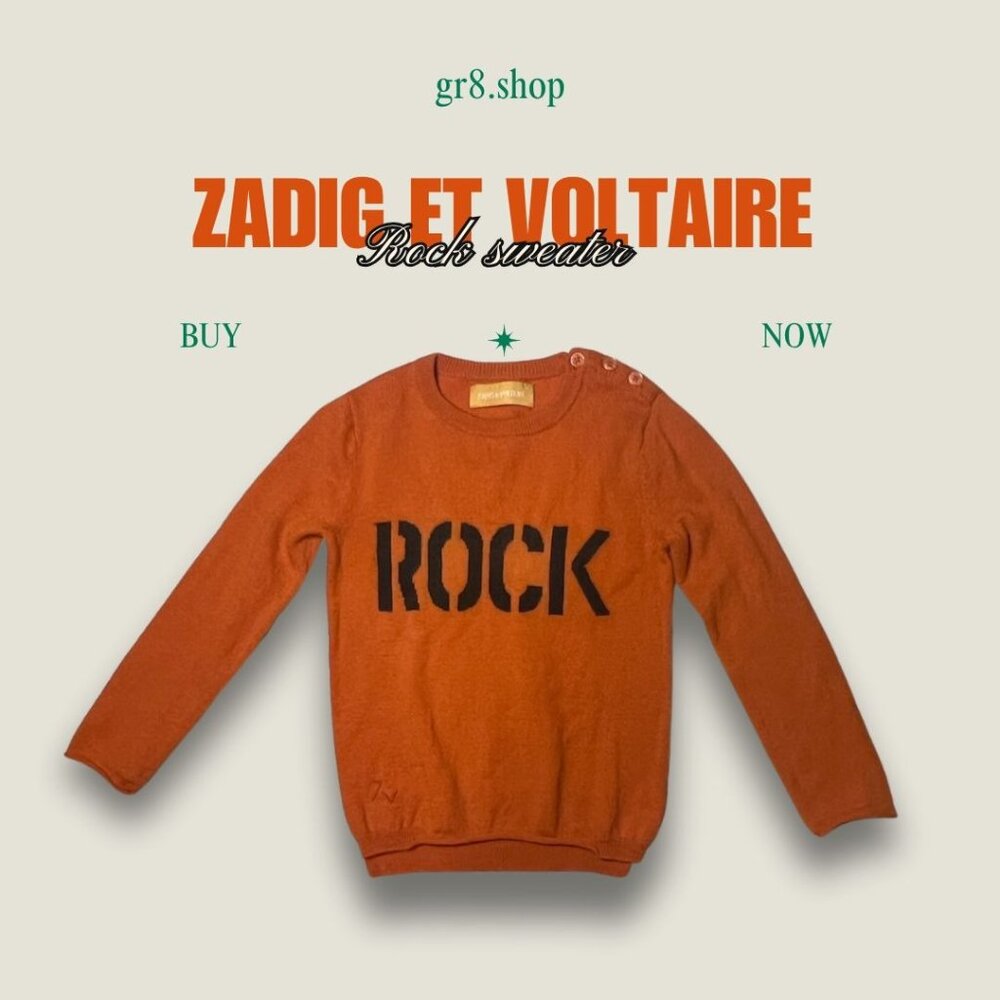 Zadig & Voltaire Kids Rock Sweater 4Y Orange Wool & Cashmere Blend Crewneck Butt